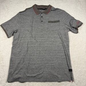 Sean John Mens Gray Heathered Cotton Polo Shirt Short Sleeve 3XLT Tall Pocket